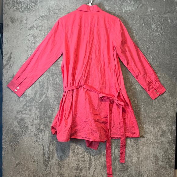 Thakoon Addition Sz 8 Pink Wrap Dress Long‎ Sleeve Botton Front Women's - Picture 6 of 7